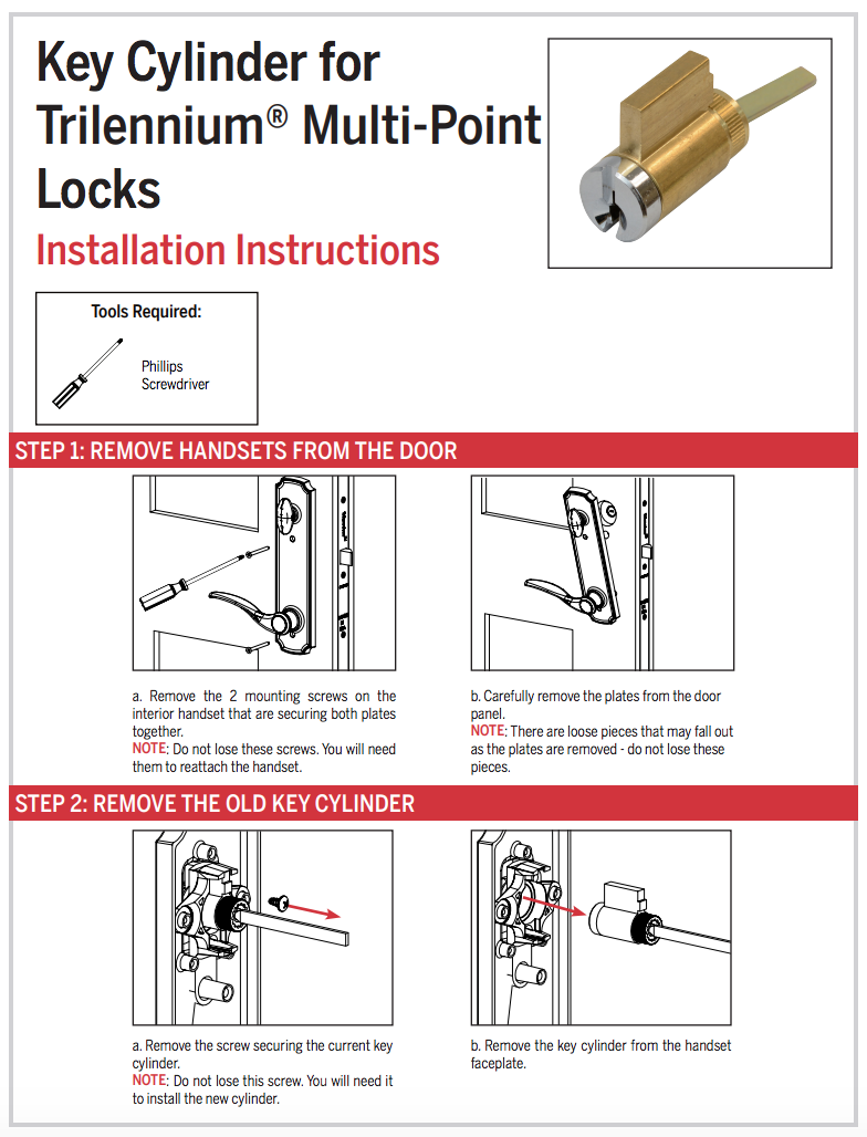 How do I install Key Cylinders for the Trilennium® MultiPoint Locks?